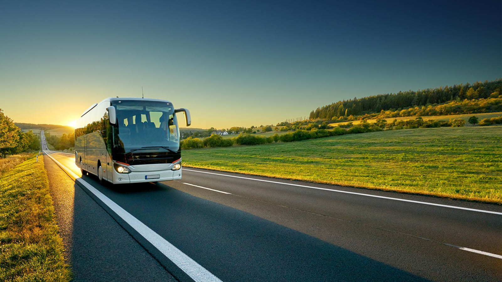 Bus on a road in the countryside
